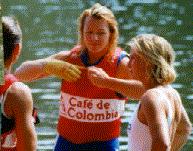 Emma Sheers and Elena Milakova preparing to slalom